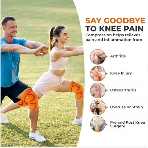 Modvel 2 Pack Knee Brace for Women & Men - Workout Knees Compression Sleeve for Knee Pain Relief Joint Support for ACL, Arthritis, Meniscus Tear Knees Brace for Sports, Rodilleras para Gym Fitness