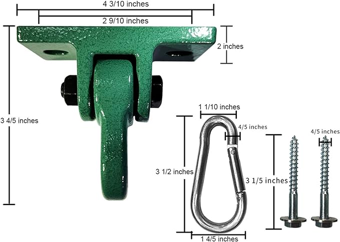Heavy Duty Green Swing Hangers Screws Bolts Included 5000 lb (4 Pack)