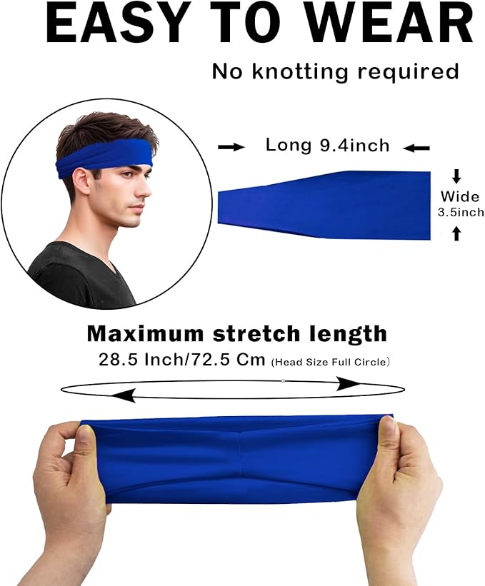 Headbands for Men & Women, Sweat Headband Non-Slip Sweatband Sports Running Cycling Yoga Basketball Workout Football Training
