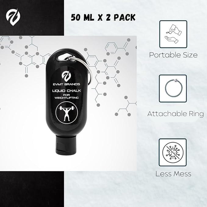 Liquid Chalk, Mess Free Gym Chalk for Weightlifting, Gymnastics, Rock Climbing, Dancing, and Lifting. Sweat Resistant and Long Lasting for Stronger Hand Grip. Package May Vary.