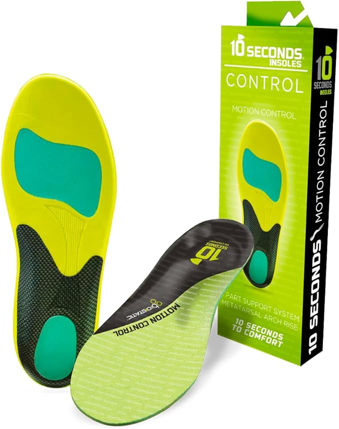 10 Seconds 3210 Motion Control Shoe Insoles, M 8, W 10