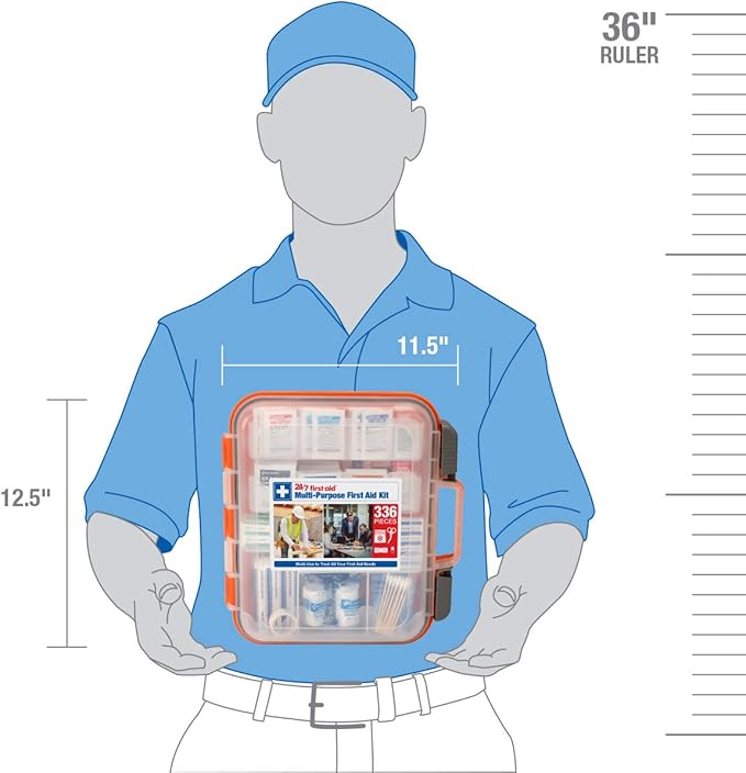 24/7 First Aid OSHA Compliant First aid Kit, All-Purpose 100-Person Emergency First Aid Kit for Business, Home, and Car in Plastic Case with Easy-Slide Latches, 336 Pieces