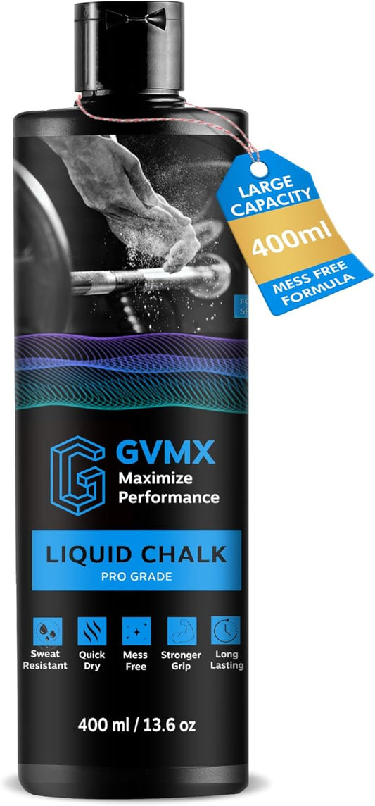 50ML/100ML/400ML Superior Grip Premium Liquid Chalk. Long Lasting Mess-Free Gym Chalk for Weightlifting, Gymnastics, Climbing. Fast Drying Refillable Gym Accessories. Package May Vary.