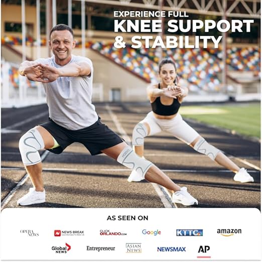 Modvel 2 Pack Knee Brace for Women & Men - Workout Knees Compression Sleeve for Knee Pain Relief Joint Support for ACL, Arthritis, Meniscus Tear Knees Brace for Sports, Rodilleras para Gym Fitness