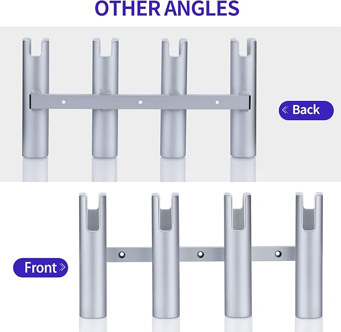 Marinebaby Fishing Rod Holder Aluminum, 3/4 Link Tube， Aluminum 4 Rod Rack, Suit Boats & Yacht