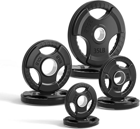 LIONSCOOL 2-Inch Rubber Olympic Grip Weight Plates (2.5-45LB), One