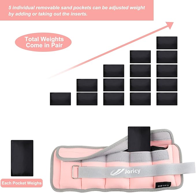 Adjustable Ankle Weights for Women Men Kids 1/2/3/4/5/6/8/10/12/20 1 Pair