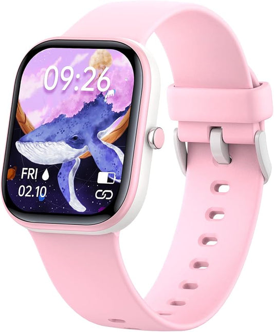 Kids Smart Watch for Girls,IP68 Waterproof Kids Fitness Tracker Watch with 1.5 Inch DIY Face,Heart Rate Sleep Monitor,19 Sport Modes,Calories Counter,Alarm Clock,Great Gifts for Children 6+ (Pink)
