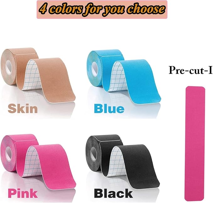 3 Rolls Kinesiology Tape Precut, Athletic Sports Tape Adhesive for Muscles Ankle Neck Knee Shoulder Promotes Recovery and Providing Support, (Total 60 Precut Strips Red)
