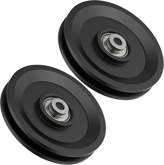 4.5 Inch / 114 MM Universal Nylon Bearing Pulley Wheel Replacement Compatible with Cable Machine Home Gym, Garage Door Pulley System, Weight Machine, Gym Equipment