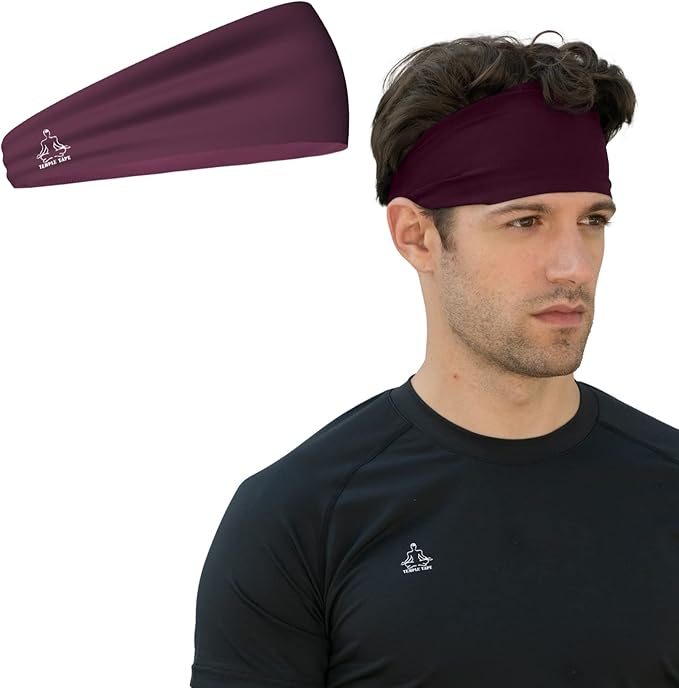 Headbands for Men and Women - Mens Sweatband & Sports Headband Moisture Wicking Workout Sweatbands for Running, Cross Training, Yoga and Bike Helmet Friendly