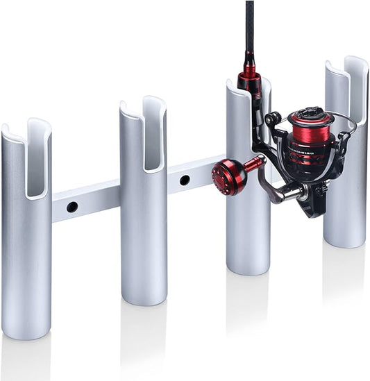 Marinebaby Fishing Rod Holder Aluminum, 3/4 Link Tube， Aluminum 4 Rod Rack, Suit Boats & Yacht