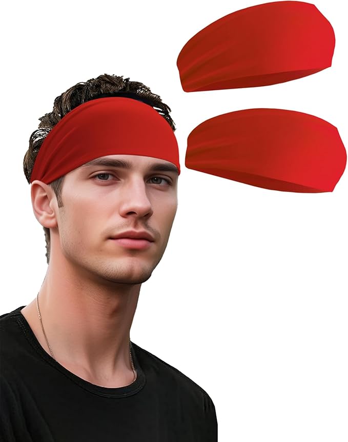 Headbands for Men & Women, Sweat Headband Non-Slip Sweatband Sports Running Cycling Yoga Basketball Workout Football Training