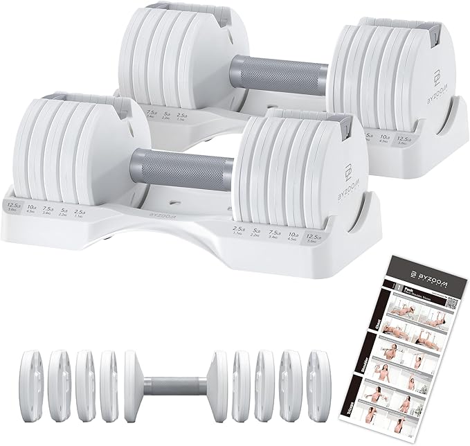 Adjustable Dumbbell 12.5/25lb Set of 2 or Single Unit Piece Weight Training Fitness Exercise Body Workout 5 in 1 for Home Gym Beginners Woman