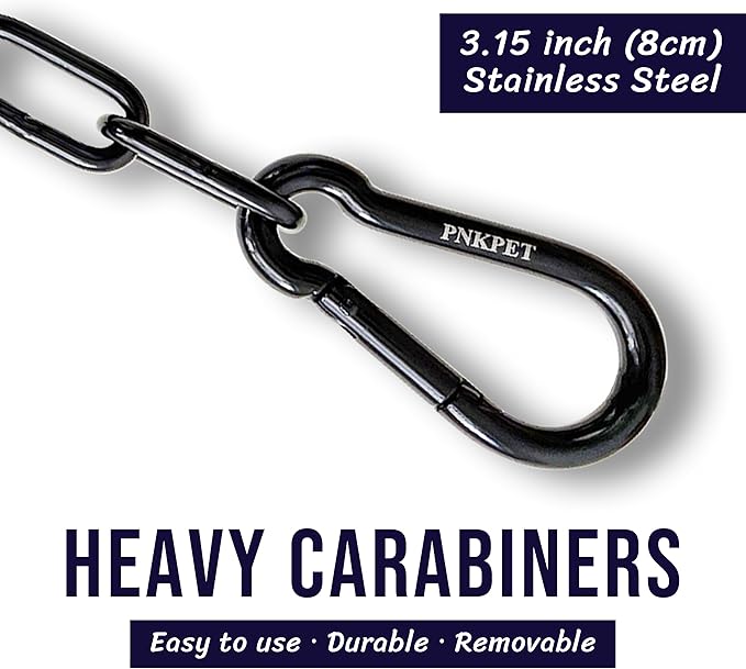 20 inches Heavy Duty Chain Link Fence Gate Chains 900lbs Capacity - Stainless Steel Chain Locks for Outside, Metal Chain for Horses Goats Dogs Stall Barns and Fence Gates, Black, 2 Pack