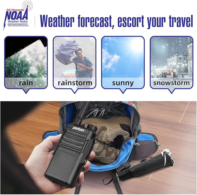 999S Rechargeable walkie talkies for Adults Long Range IP54 Waterproof 10 NOAA (2 Pack)