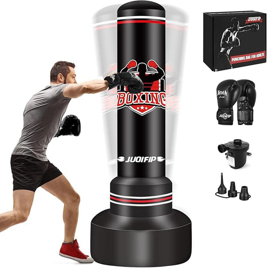 Heavy Punching Bag with Stand Adults Teens,70" Free Standing Boxing Bags,Kickboxing Training Equipment Bags for Men Training Thai Fitness Karate