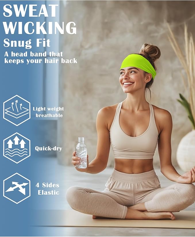Headbands for Men & Women, Sweat Headband Non-Slip Sweatband Sports Running Cycling Yoga Basketball Workout Football Training