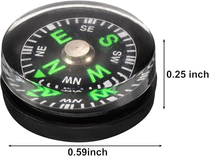 200 Pieces Button Compass Mini Black Survival Compass