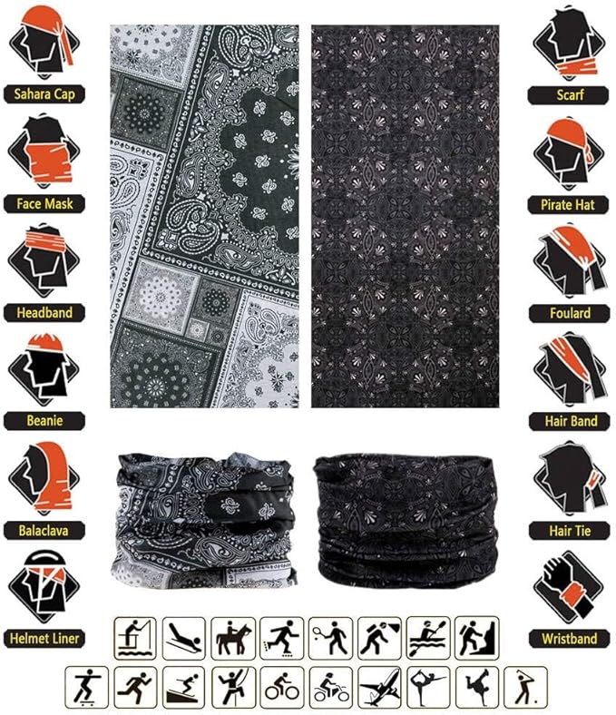Headband Neck Gaiter Head Wrap Headwear Face Mask Magic Scarf Bandana for Men and Women