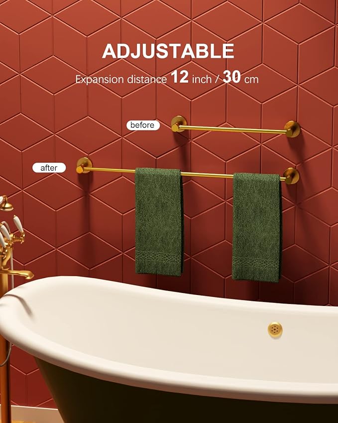 Adjustable 16 to 27.6 Inch Single Towel Bar SUS304 Stainless 1" Diameter
