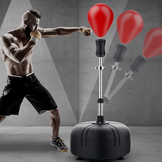 Midkawe Punching Bag with Stand for Adults & Kids, Adjustable Height Free Standing Boxing Reflex Bag, Ideal for MMA Reflex Speed Training, Fitness,Punching and Muscle Building