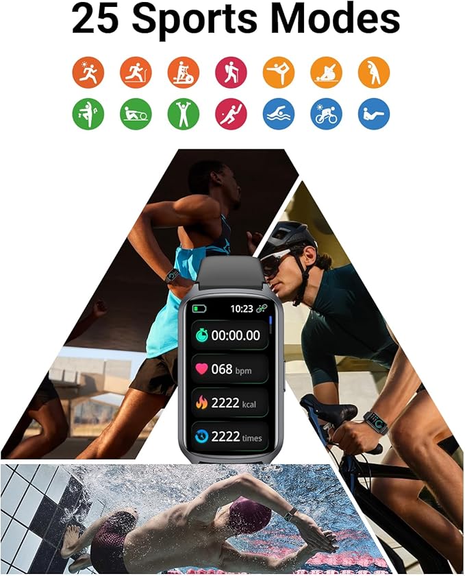 Health Fitness Tracker with 24/7 Heart Rate, Blood Oxygen, Blood Pressure, Sleep Tracker, 5ATM Waterproof Activity Trackers with Step Tracker, Pedometer (S & L Bands Included)