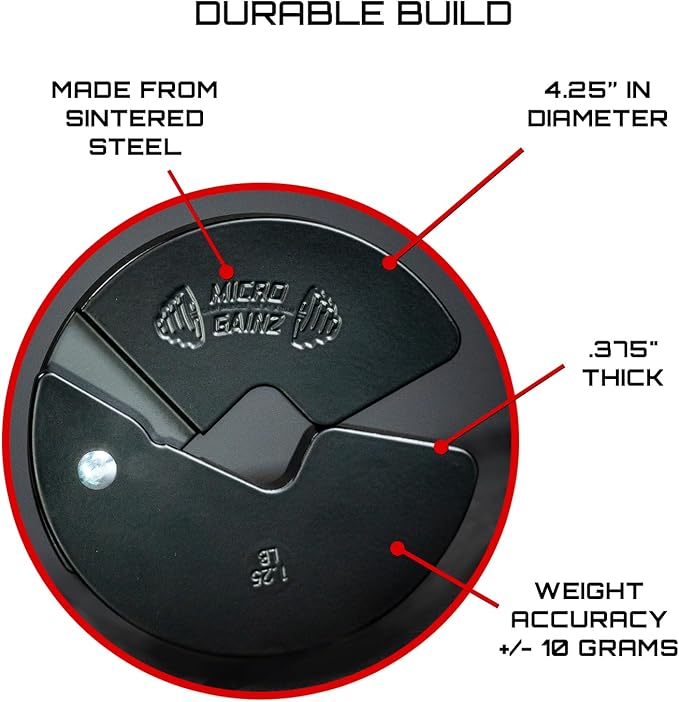 Micro Gainz Dumbbell Fractional 1.25lb Weight Plate, Ideal for Micro Loading, (Choose Color) 2 Piece Fractional Weight Plates, Designed for Dumbbell Training, Made In USA