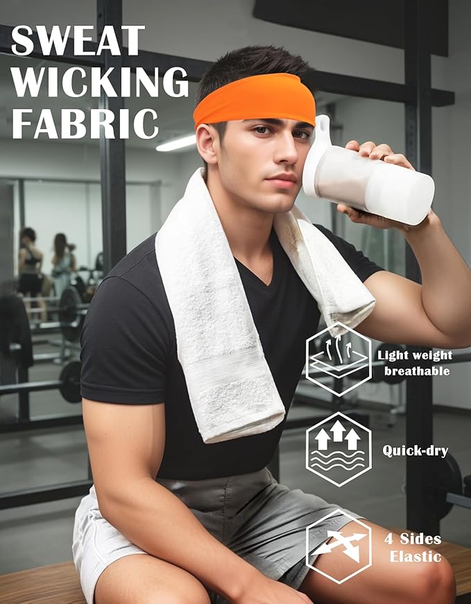 Headbands for Men & Women, Sweat Headband Non-Slip Sweatband Sports Running Cycling Yoga Basketball Workout Football Training