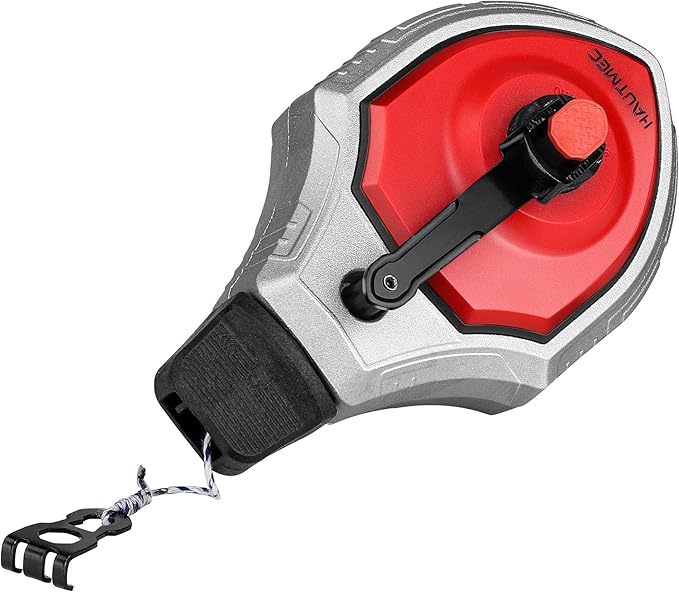 HAUTMEC Pro Chalk Line, 30m/100ft Chalk Reel with 6:1 Gear Ratio Chalk Line Tool, Chalk Box, Suitable for Carpenters and Builders, HT0356