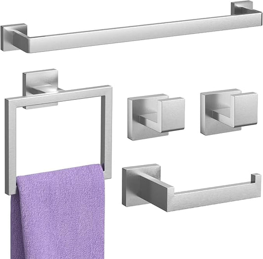 5-Pieces Brushed Nickel Bathroom Accessories Set 23.6 Inch