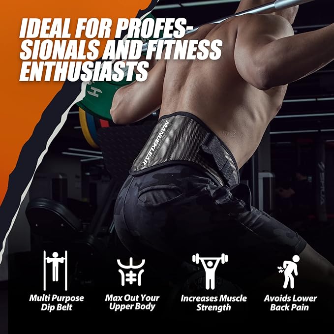 MANUEKLEAR Dip Belt for Weight Lifting 2 IN 1 Weight