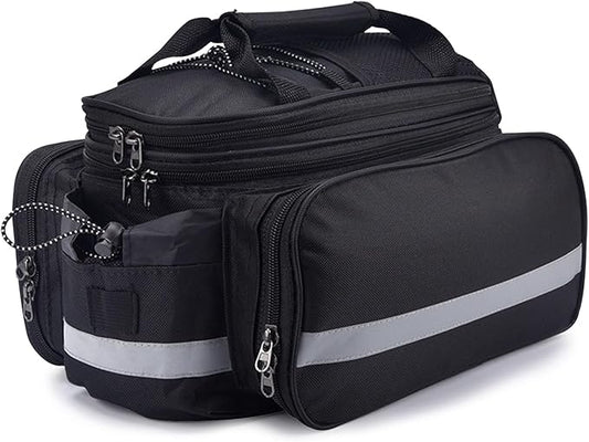 27L Adjustable Bike Pannier Bag with Hidden Rain Cover, 360° Reflective Strips, Multi-Functional Bicycle Saddle Bag for Grocery Shopping, Commuting, Cycling & Travel, Handheld & Crossbody Design