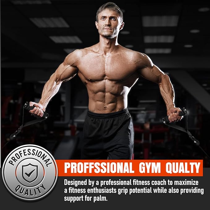 Heavy Duty Exercise Handles, Gym Handles for Cable Machine Attachment, Grip Gym Equipment, Resistance Bands, and Weight Lifting (Set of 2)