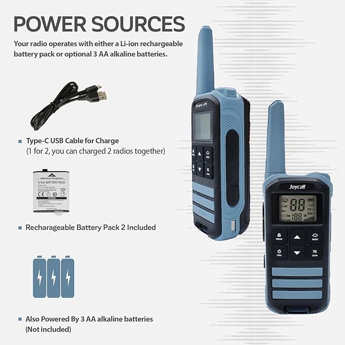 Long Range Walkie Talkies for Adult with NOAA 22 Modifiable &1400mAh Li-ion