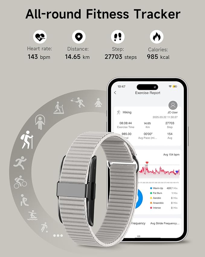 Health Fitness Tracker, Wearable Activity Step Tracker for Men Women, Continuous Sleep/ Heart Rate/ SpO2/ Stress/ Blood Pressure Monitor, IP68 Multiple Sports Modes Watch, Free App for Android iPhone