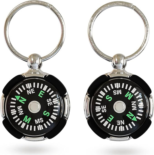 Mini Compass Keychain for Camping Climbing Hiking Traveling (2 Pack)
