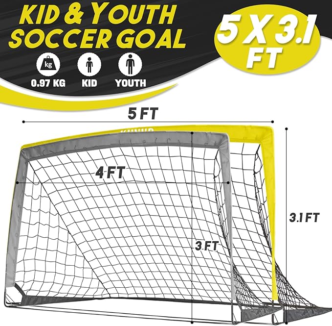 Kids Soccer Goal for Backyard 5×3, 6×4, 6×4, 9×5FT 9×5FT Easy