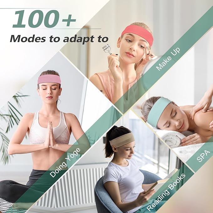 Headbands for Women Non Slip - 7PCS Fashion Sports Hair Bands for Women's Hair, Soft Cotton Cloth Stretchy Headbands for Women for Workout Yoga Running