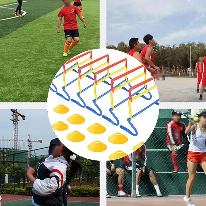 6 Pack Multicolor Agility Hurdles 4 Height Adjustable
