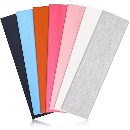 Headbands for Women Non Slip - 7PCS Fashion Sports Hair Bands for Women's Hair, Soft Cotton Cloth Stretchy Headbands for Women for Workout Yoga Running