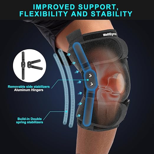 3-IN-1 Professional Hinged Knee Brace for Meniscus Tear,Adjustable Hinged Support with Side Stabilizers & Patella Gel Pads,for ACL,MCL,Arthritis,Injury Recovery-Unisex