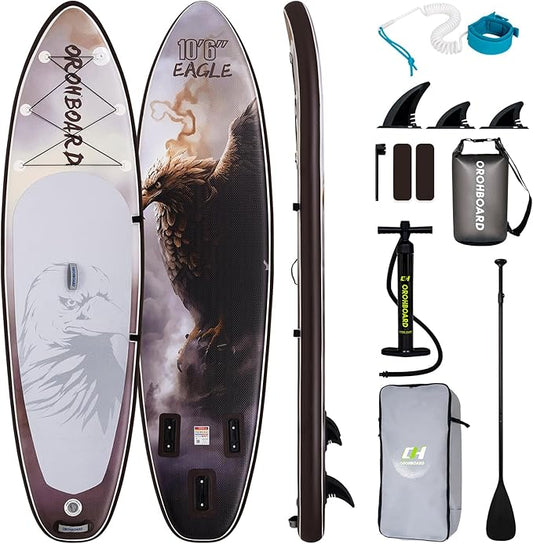 10’6/11’6 Inflatable Stand Up Paddle Board with Premium Paddleboards Accessories, Wide Stable Designed SUP Paddleboard for Adults & Youth.
