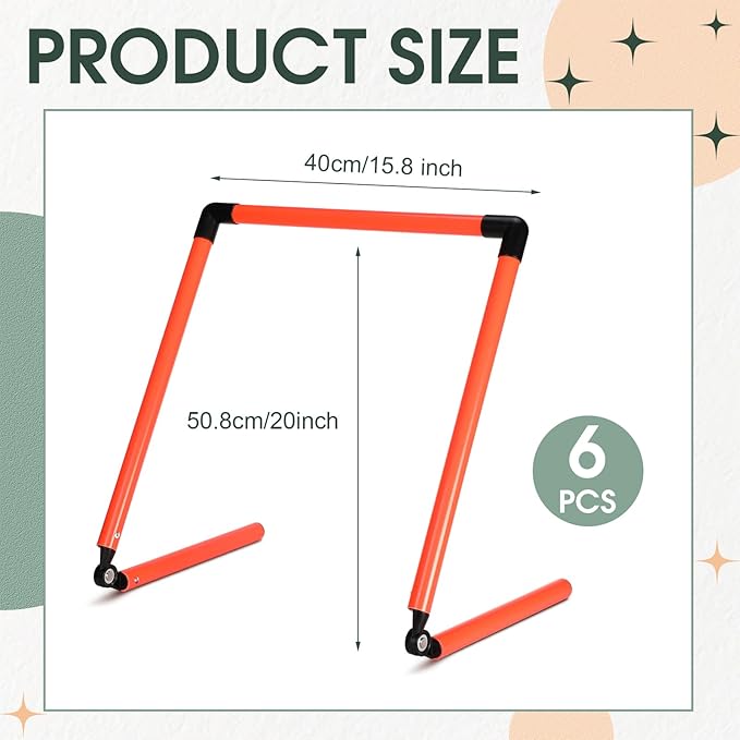 6 Pcs 20/24 Inch Adjustable Speed Training Hurdles