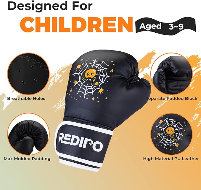 Kids Boxing Gloves, Youth Boxing Training Gloves for Kids 3-9 Year Boys and Girls, 4&6OZ Fighting Gloves, Punching Bag Kickboxing Thai Mitts MMA Training Sparring Gloves