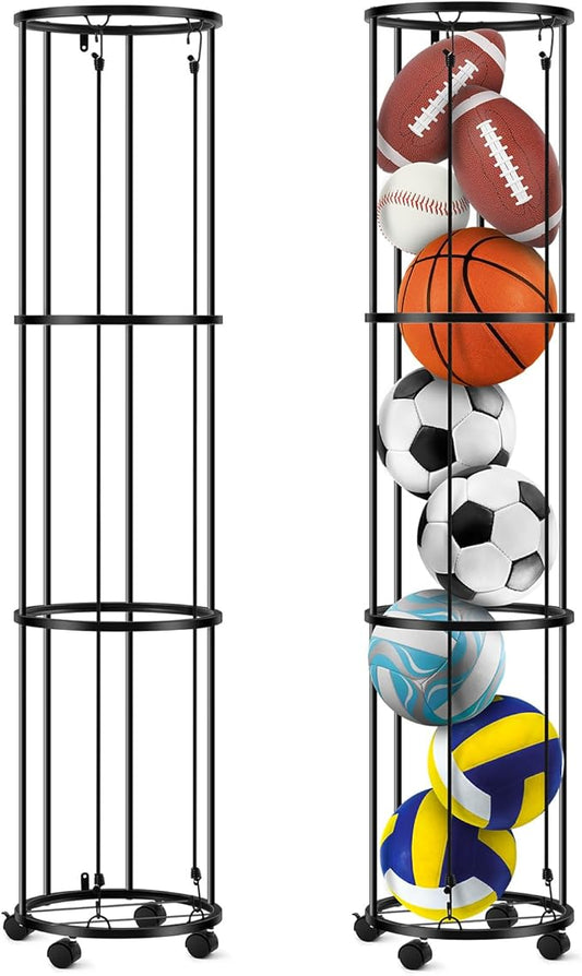3 Layer Garage Vertical Ball Rack Rolling Basketball