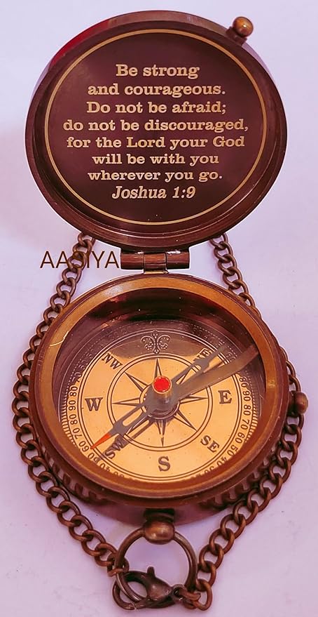 AASIYA Brass Nautical Portable Pocket Compass with Chain