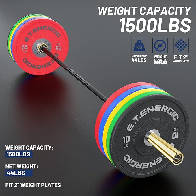 7ft Olympic Barbell Bar 45LB Load 1500-lbs Capacity Available 2" Olympic
