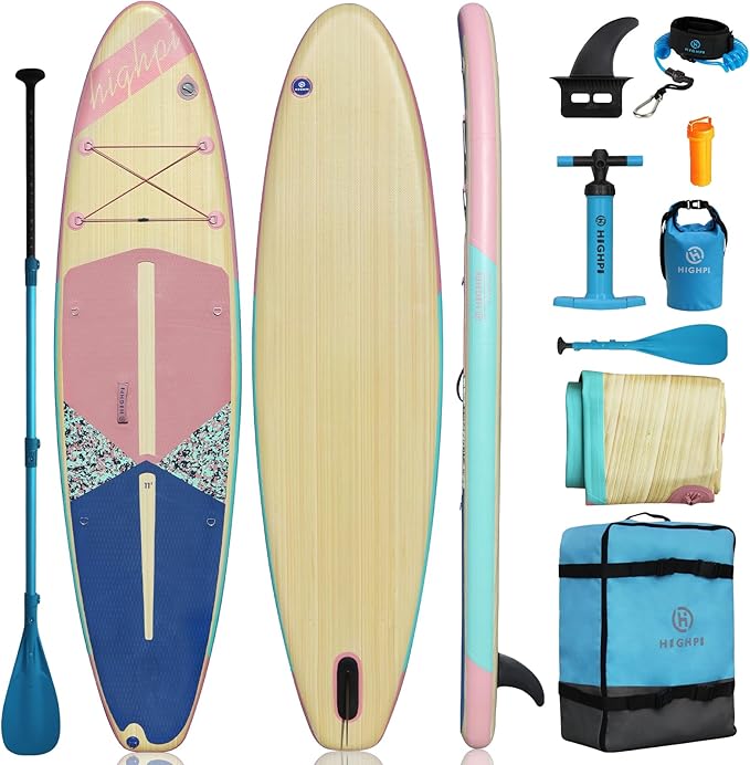 Highpi Inflatable Stand Up Paddle Board for Youth and Adults – Wide Sup with Premium Accessories, Blow Up Paddleboard for Surfing, Fishing, Yoga & More