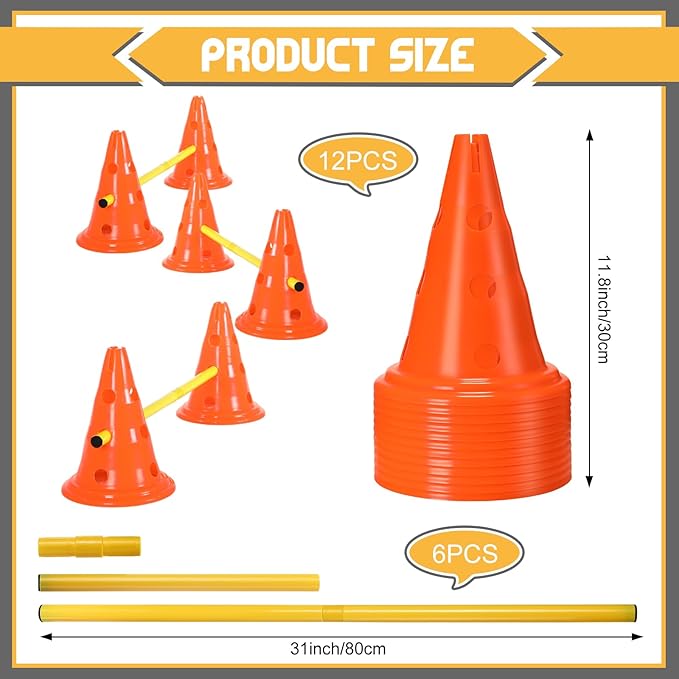 6 Sets Dog Agility Hurdle Cone Set Include 12 Agility 6 Agility